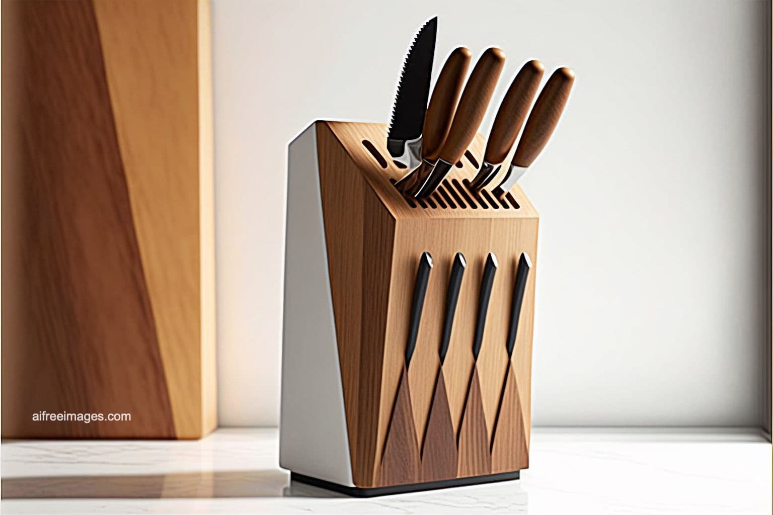 Bloque de madera para cuchillos auto-afilables de 7 piezas